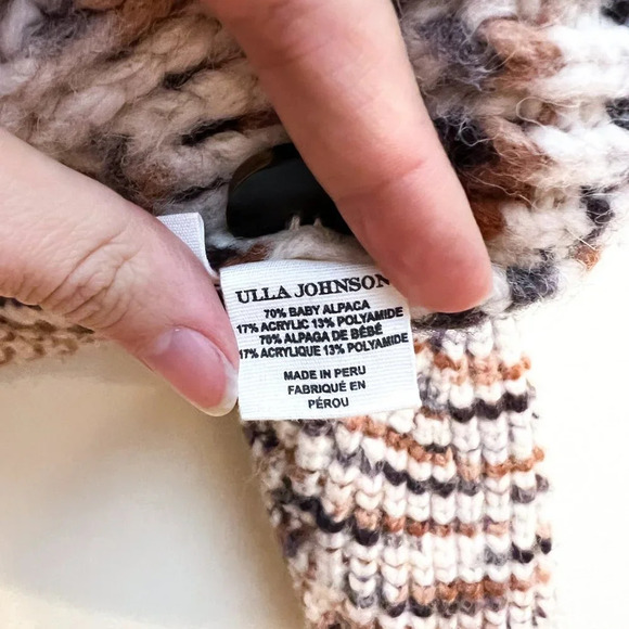 Ulla Johnson Greta Marled Alpaca Puff Sleeve Knit Striped Cardigan Sweater Small - Picture 11 of 14